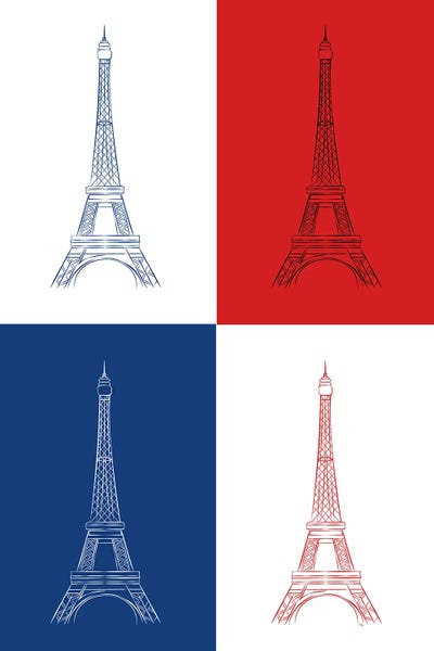 Canvas Print: Four Eiffel Towers by Martina Pavlova