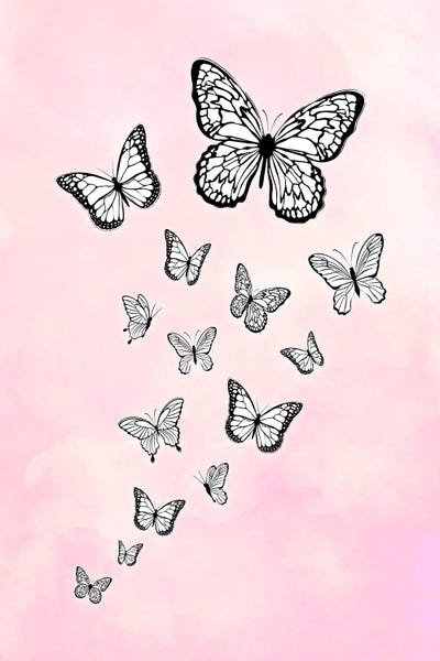 Fine Art Print: Cute Pink Butterflies by Martina Pavlova