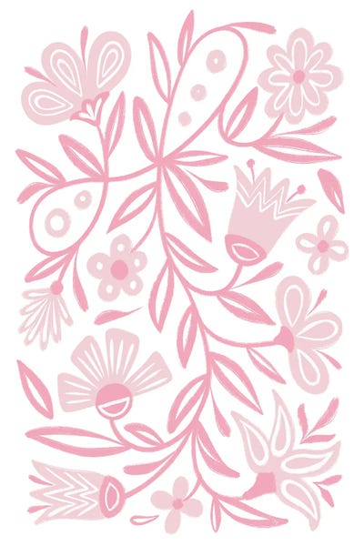 Martina Pavlova: Pink Folk Flowers by Martina Pavlova