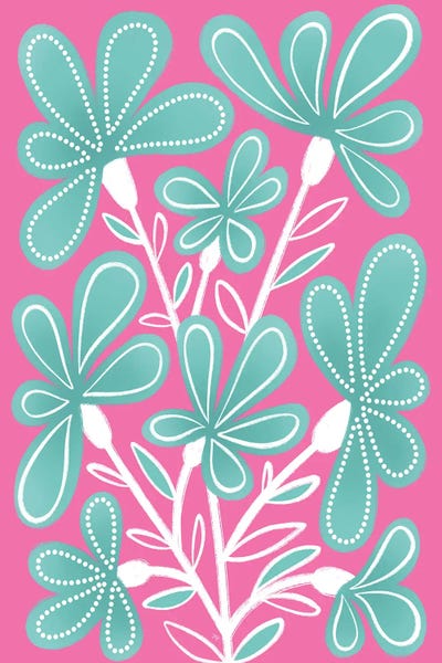 Don't Forget Flowers Cyan by Martina Pavlova framed wall art