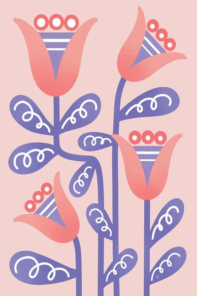 Folk Tulips by Martina Pavlova framed wall art