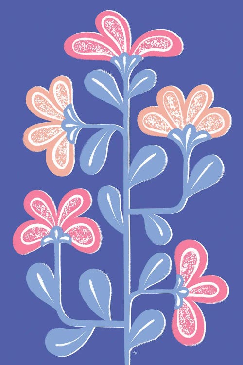 Blue Folk Growing Flower by Martina Pavlova wall art