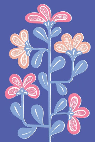 Martina Pavlova: Blue Folk Growing Flower by Martina Pavlova