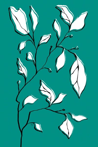 Black & White & Green: Green Dry Plant by Martina Pavlova