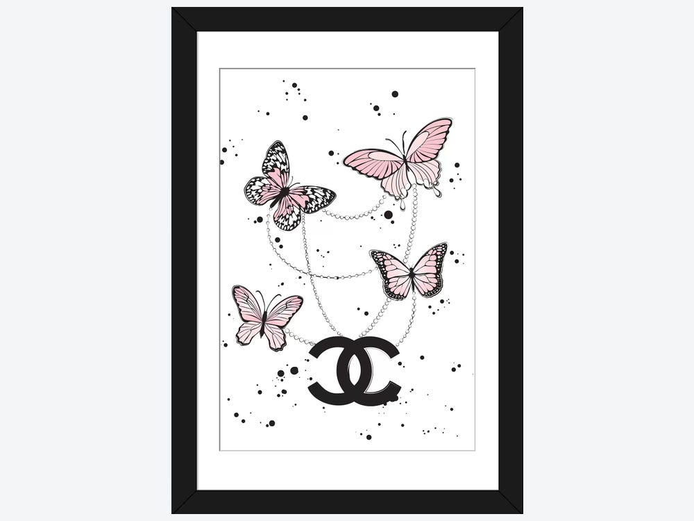 Framed Poster Prints - Chanel Butterflies II by Martina Pavlova ( Fashion > Fashion Brands > Chanel art) - 32x24x1