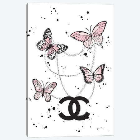Chanel Butterflies II Canvas Print #PAV117} by Martina Pavlova Canvas Artwork