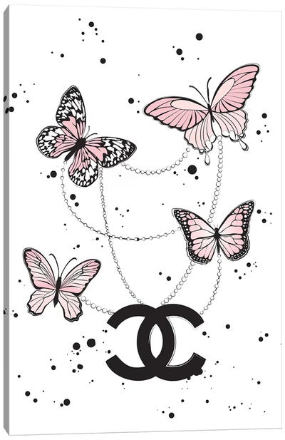 Chanel Butterflies II Canvas Art Print - Insect & Bug Art