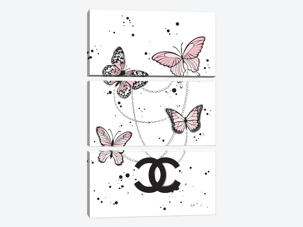 Chanel Butterflies II by Martina Pavlova 3-piece Art Print