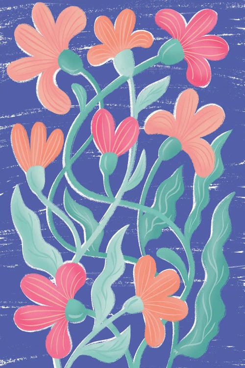 Blue Wild Flowers by Martina Pavlova wall art