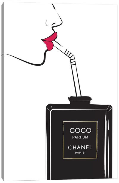 Chanel Drink I Canvas Art Print - Martina Pavlova Fashion Brands