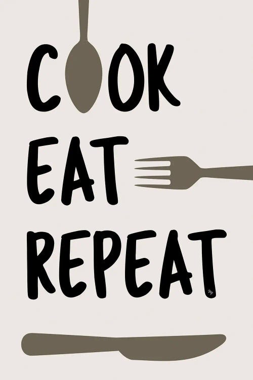 Cook Eat Repeat Quote by Martina Pavlova wall art