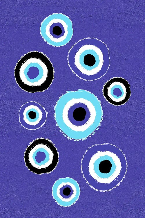Blue Abstract Evil Eyes by Martina Pavlova wall art