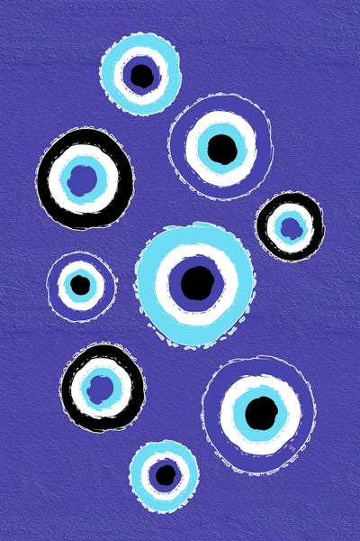 Martina Pavlova: Blue Abstract Evil Eyes by Martina Pavlova