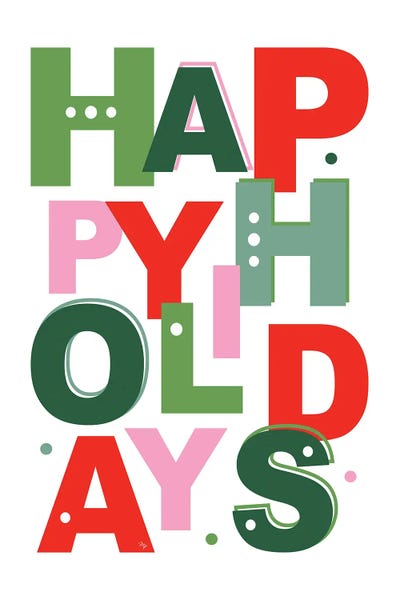 Martina Pavlova: Happy Holidays Xmas Typography by Martina Pavlova