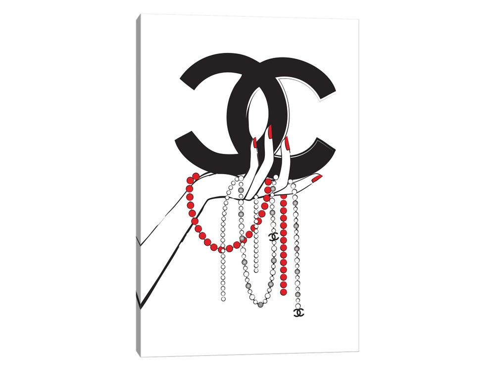 Framed Poster Prints - Chanel Pearl Logo I by Martina Pavlova ( Fashion > Fashion Brands > Chanel art) - 24x24x1