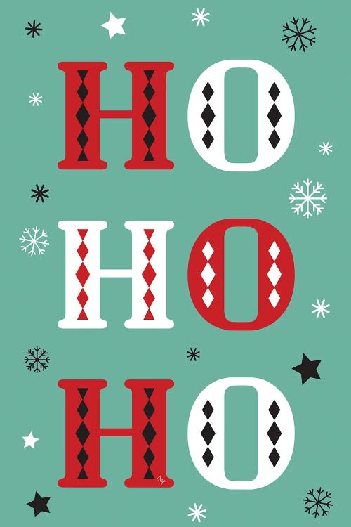 Ho Ho Ho Christmas Typography by Martina Pavlova wall art