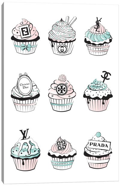 Designer Cupcakes  Canvas Art Print - Martina Pavlova Fashion Brands