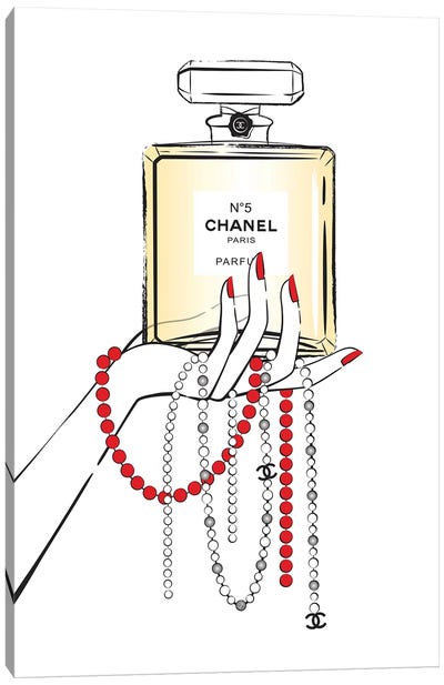 Holding Chanel I Canvas Art Print - Martina Pavlova Fashion Brands