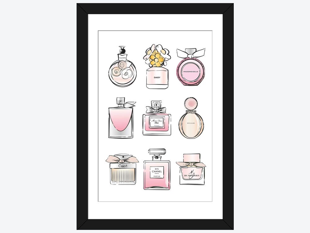 Framed Canvas Art (White Floating Frame) - Coco Chanel Perfume by Martina Pavlova ( Fashion > Hair & Beauty > Perfume Bottles art) - 26x18 in