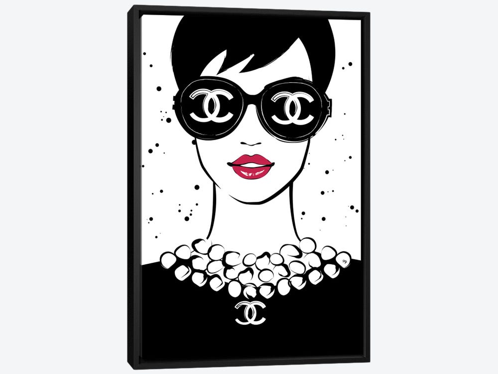Framed Canvas Art - Chanel Lady I by Martina Pavlova ( People > Profession > Model art) - 40x26 in