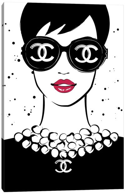 Chanel Lady I Canvas Art Print - Glasses & Eyewear Art