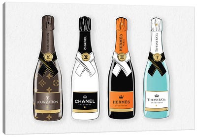 Branded Drinks Canvas Art Print - Champagne Art