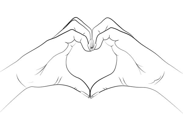 Black & White Pop Culture Art: Hand Heart by Martina Pavlova