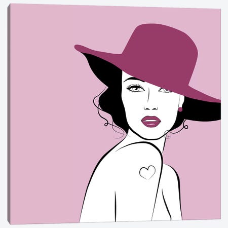 Hat Woman Canvas Print #PAV159} by Martina Pavlova Art Print