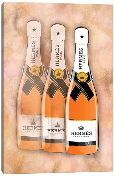 Hermes Bottles Canvas Art Print - Martina Pavlova Fashion Brands