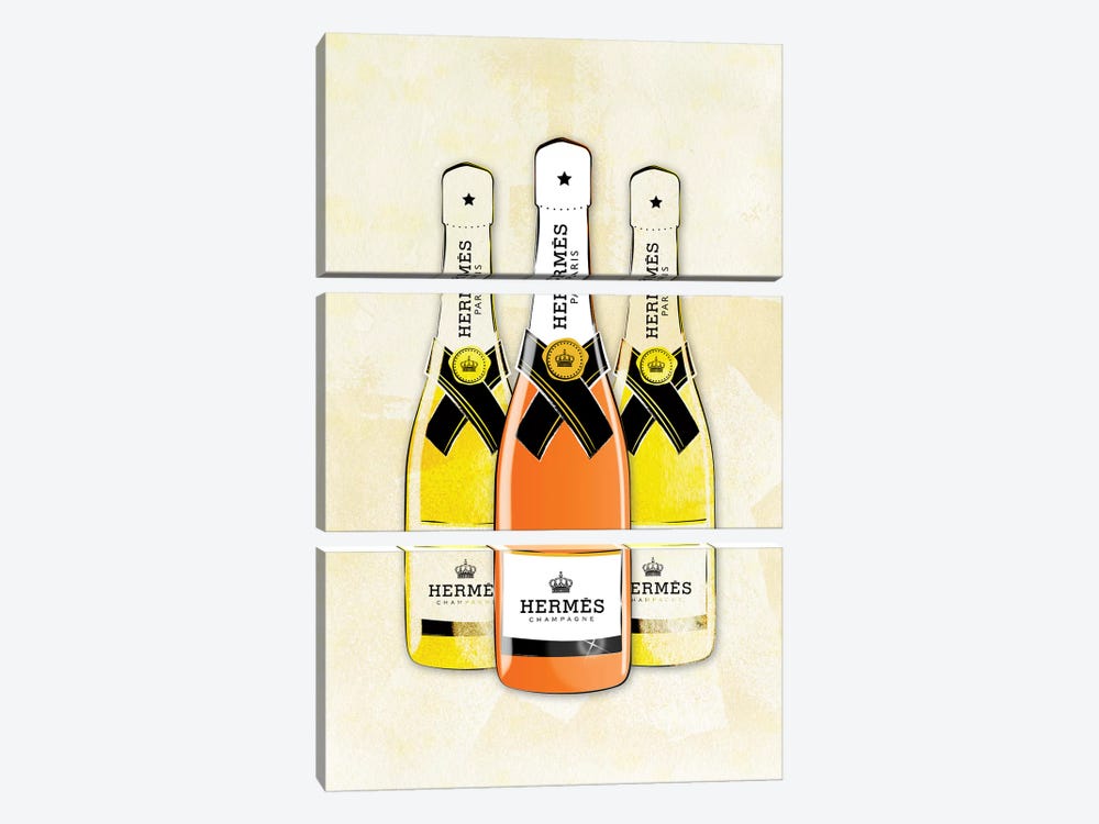 Hermes Champagne by Martina Pavlova 3-piece Canvas Artwork