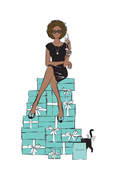 Black Cats: TIffany Girl Sitting I by Martina Pavlova