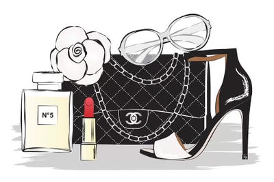 iCanvas Chanel Bags Art by Martina Pavlova Canvas Art Wall Decor ( Hobbies & lifestyles > Shopping art) - 12x18 in