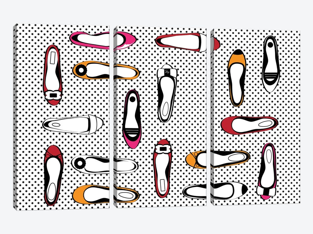Dot Shoes by Martina Pavlova 3-piece Canvas Print
