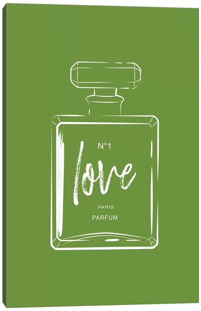 Green Love Perfume Canvas Art Print - Martina Pavlova