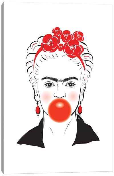 Frida Canvas Art Print - Bubble Gum