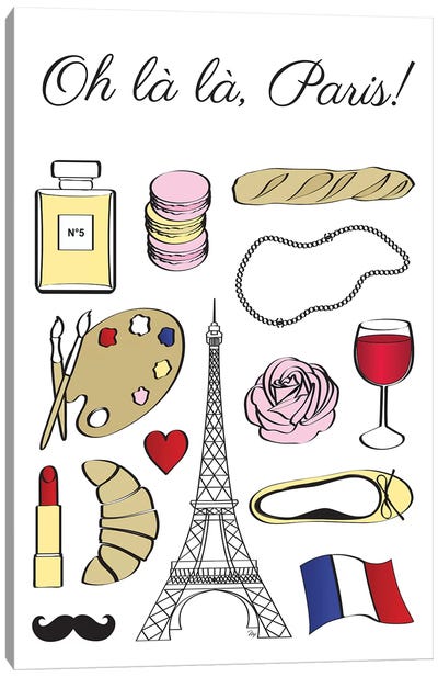 Oh La La Paris Canvas Art Print - Martina Pavlova Food & Drinks