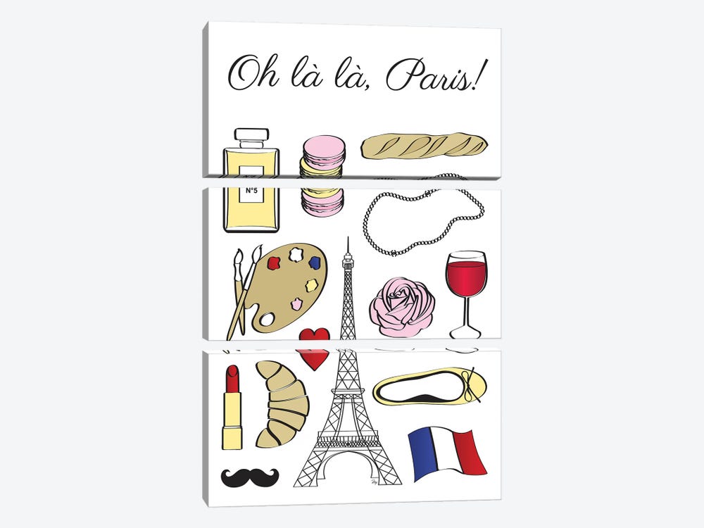 Oh La La Paris by Martina Pavlova 3-piece Canvas Art