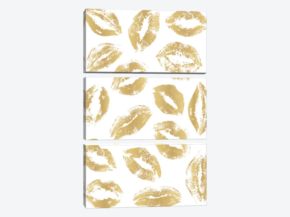 Golden Kisses by Martina Pavlova 3-piece Canvas Art Print