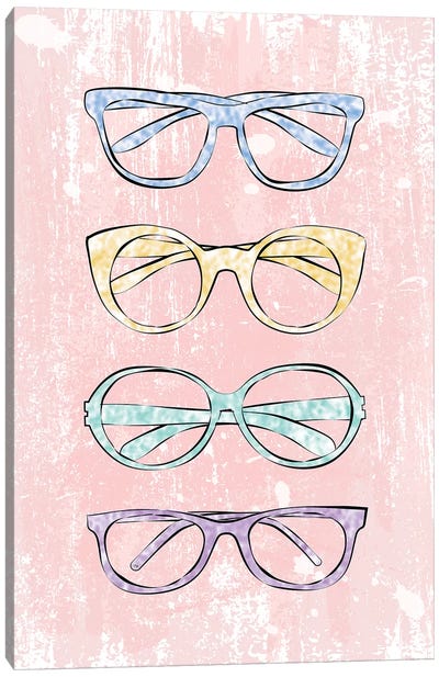 Pink Glasses Canvas Art Print - Glasses & Eyewear Art