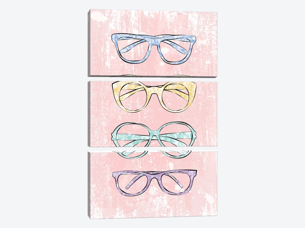 Pink Glasses by Martina Pavlova 3-piece Canvas Art Print