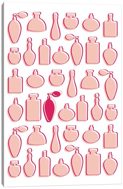 Pink Perfumes Canvas Art Print - Perfume Bottle Art