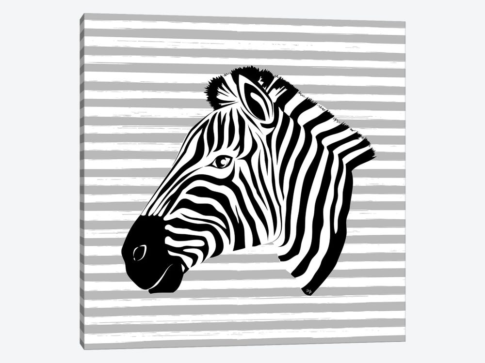 Striped Zebra by Martina Pavlova 1-piece Canvas Art
