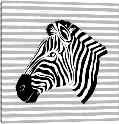 Striped Zebra Canvas Art Print - Martina Pavlova