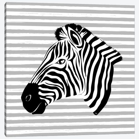 Striped Zebra Canvas Print #PAV258} by Martina Pavlova Canvas Wall Art