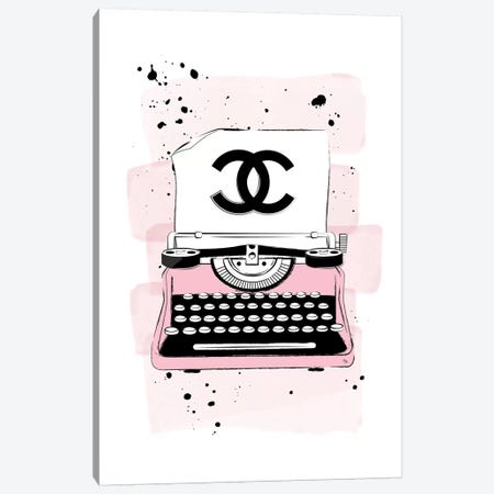 CC Typewriter Pink Canvas Print #PAV292} by Martina Pavlova Canvas Art
