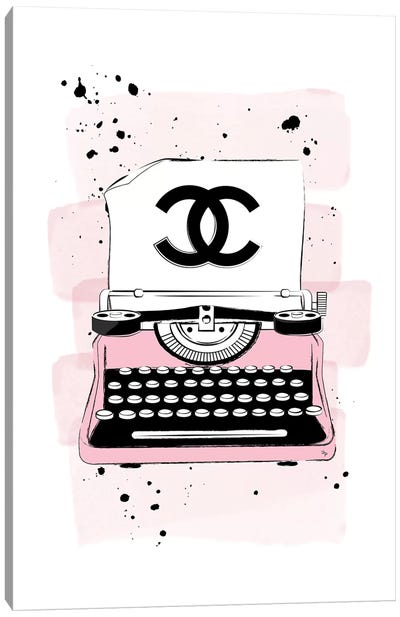 CC Typewriter Pink Canvas Art Print - Typewriters