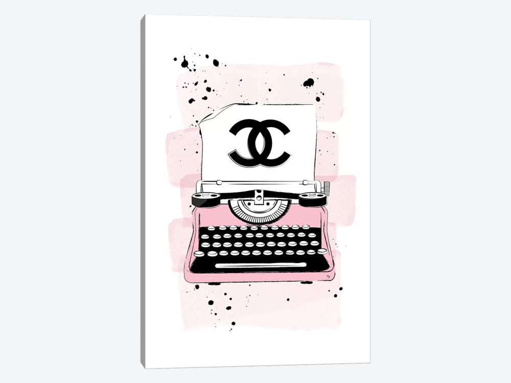 CC Typewriter Pink by Martina Pavlova 1-piece Canvas Wall Art