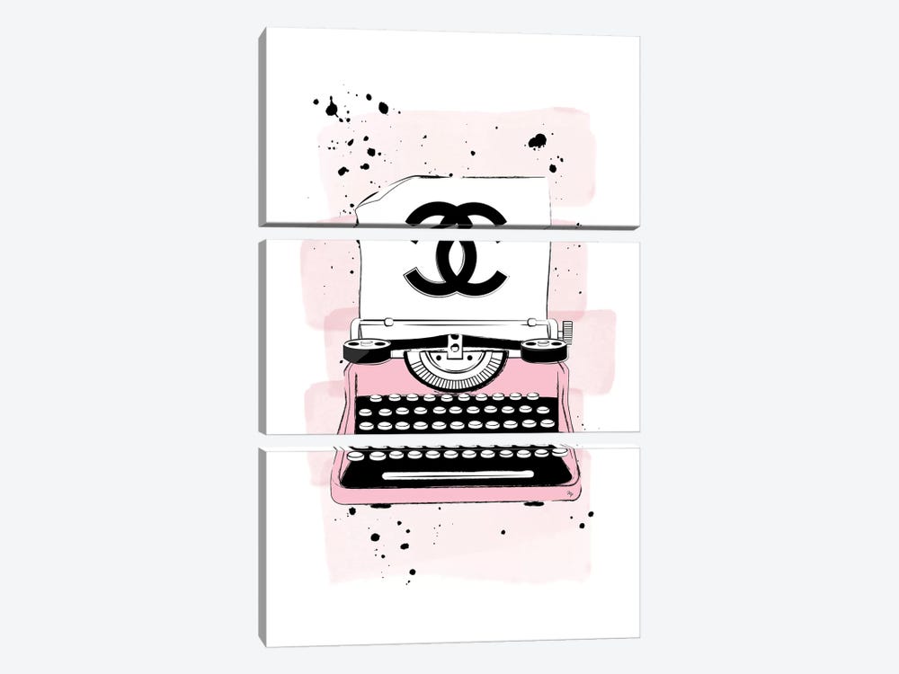 CC Typewriter Pink by Martina Pavlova 3-piece Canvas Artwork