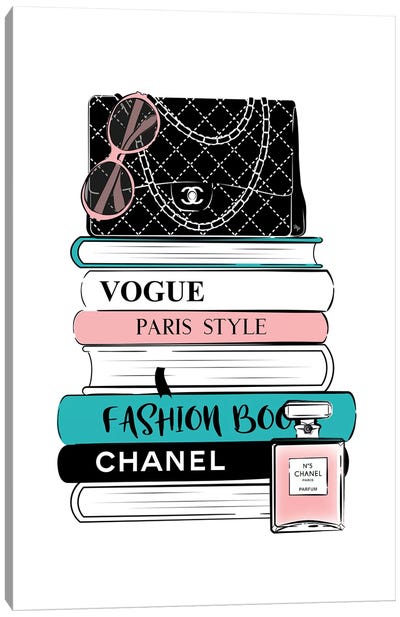 Chanel Books Canvas Art Print - Martina Pavlova Fashion Brands
