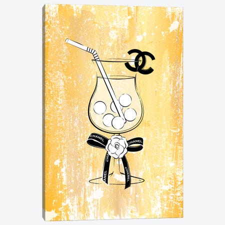 Chanel Drink Gold Canvas Print #PAV302} by Martina Pavlova Canvas Wall Art